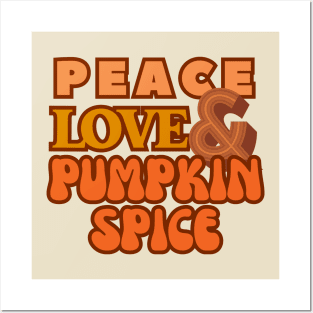 Peace, Love, and Pumpkin Spice - Groovy Retro Style. Posters and Art